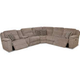 Campbell Power Reclining Sectional Sofa with Left Side Console in Platinum Brown Fabric